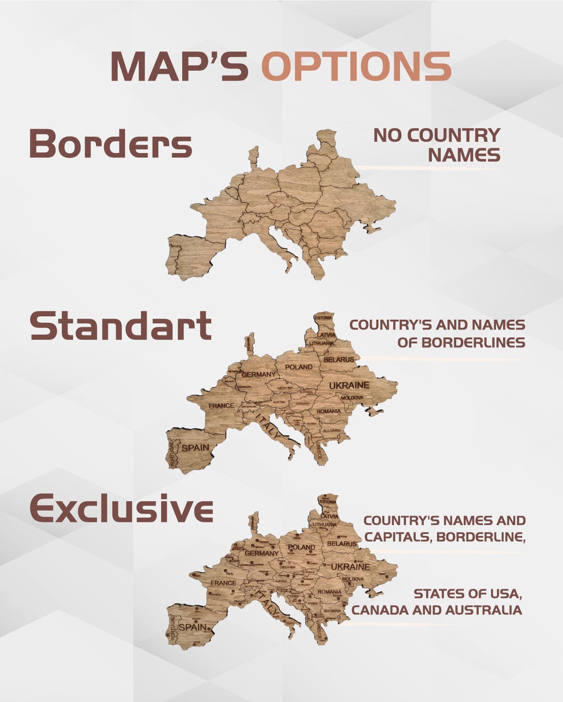 Wooden World Wall Map