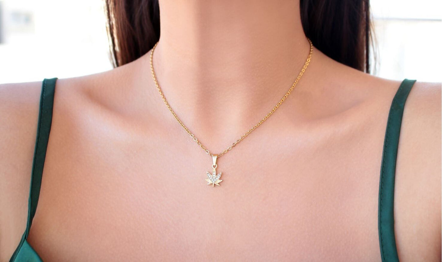 Leaf Necklace, 24-Karat Gold plated