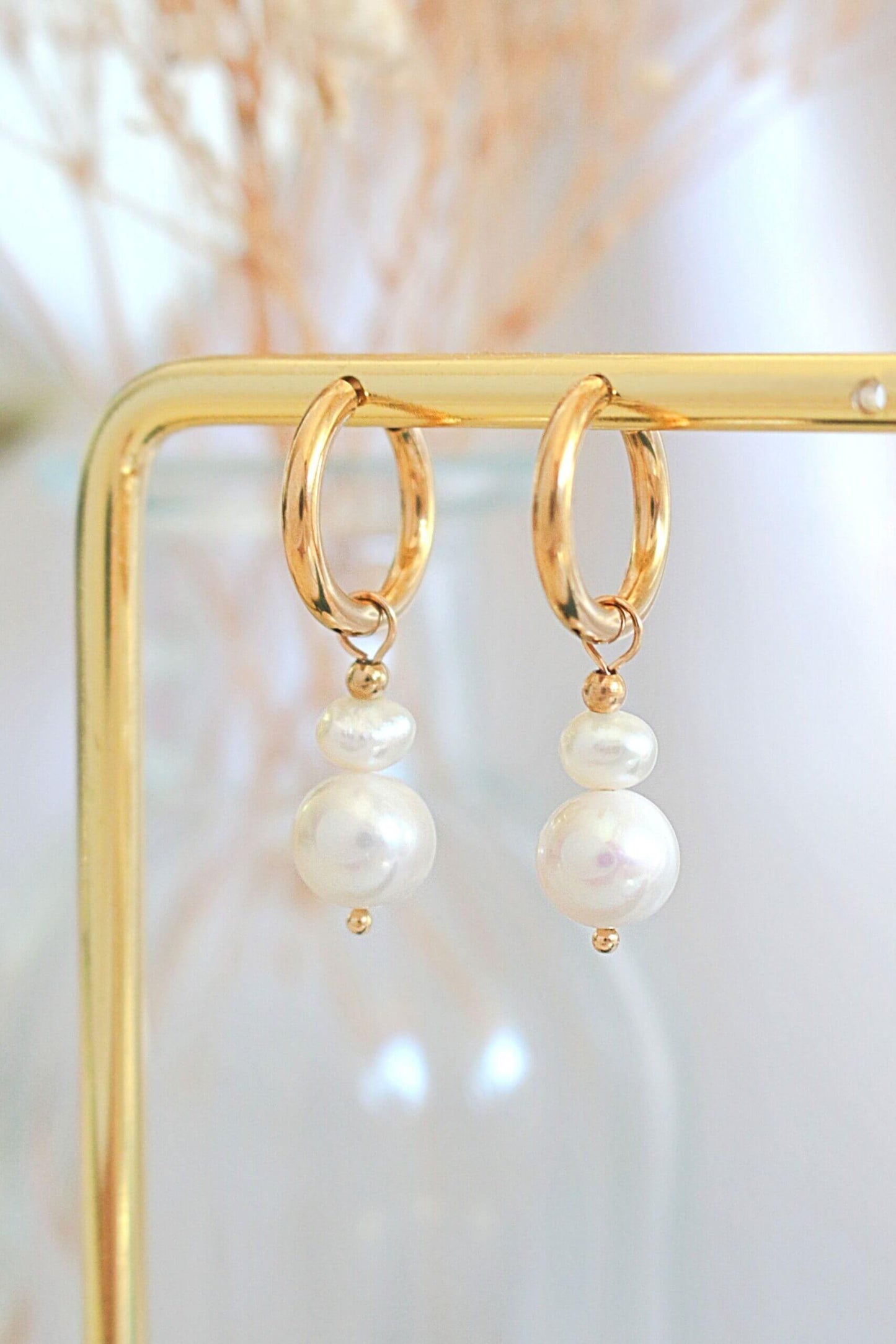 Pearl Hoops, 24-Karat Gold plated