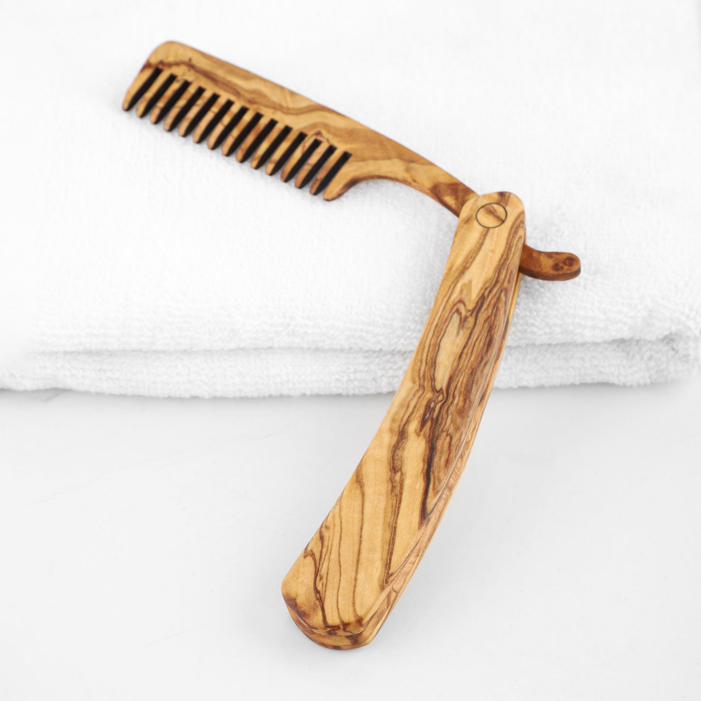 Folding Olive Wood Beard Comb