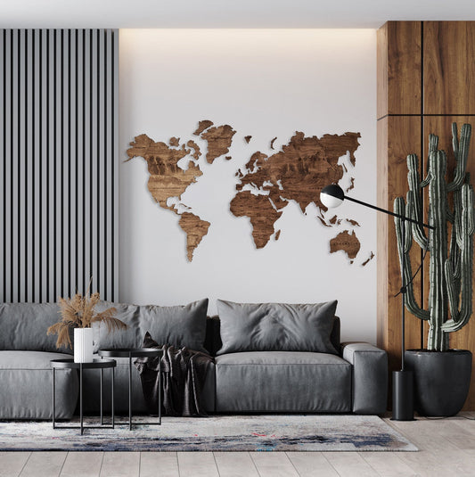 Wooden World Travel Wall Map