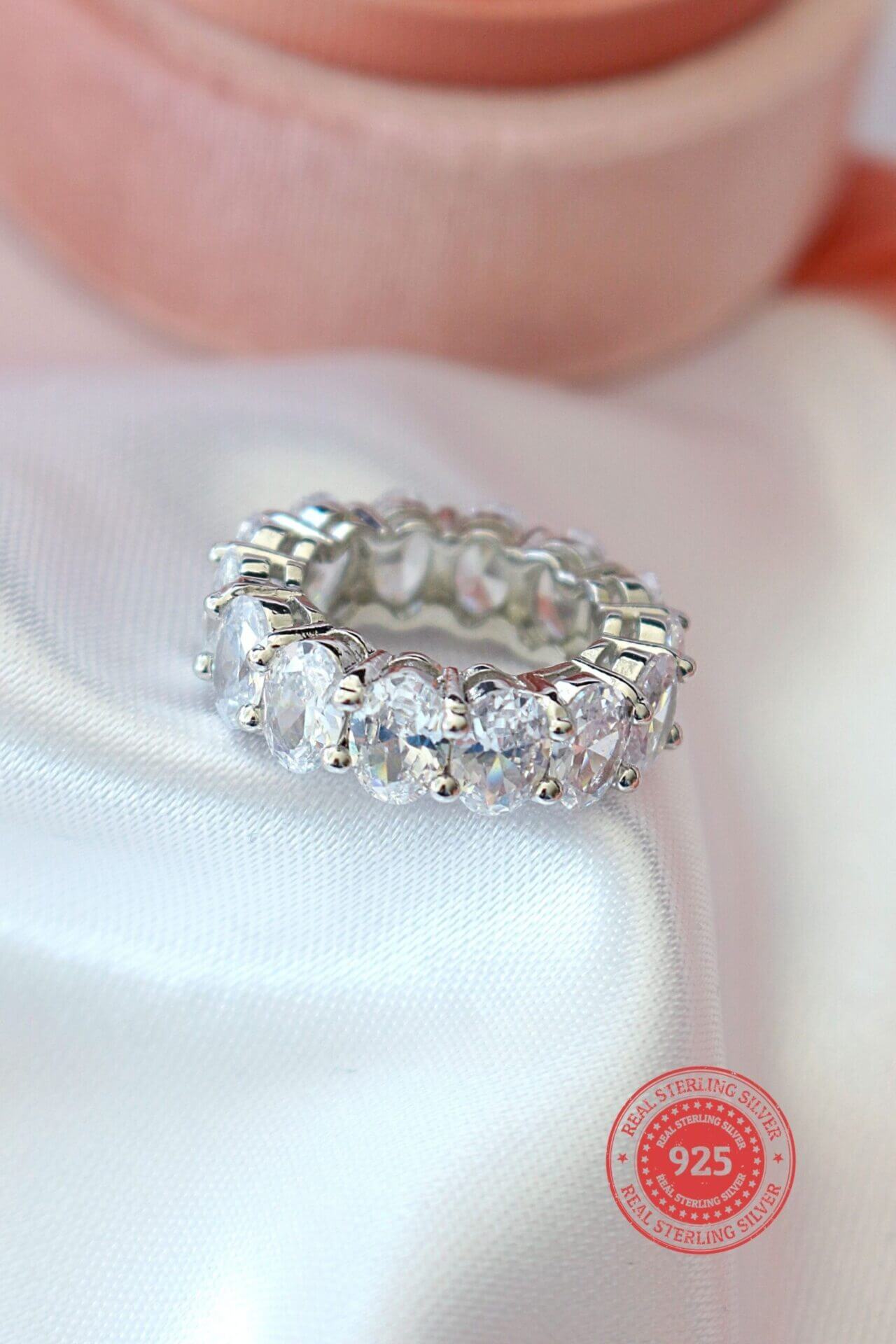 Silver Ring with oval cubic zirconia