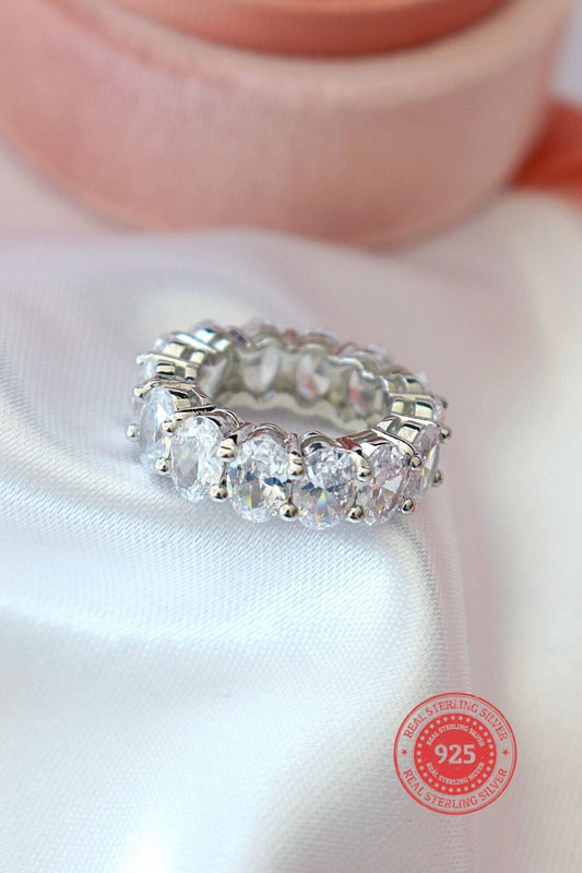 Silver Ring with oval cubic zirconia