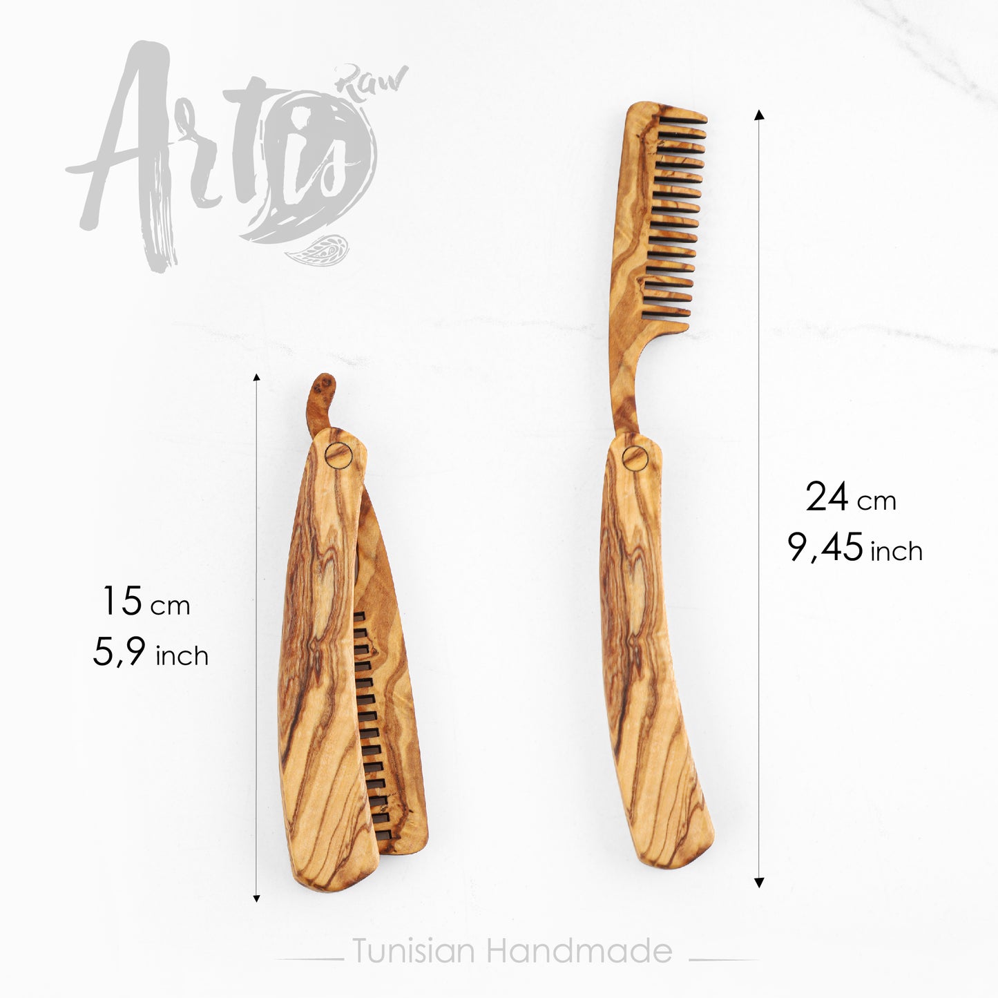 Folding Olive Wood Beard Comb