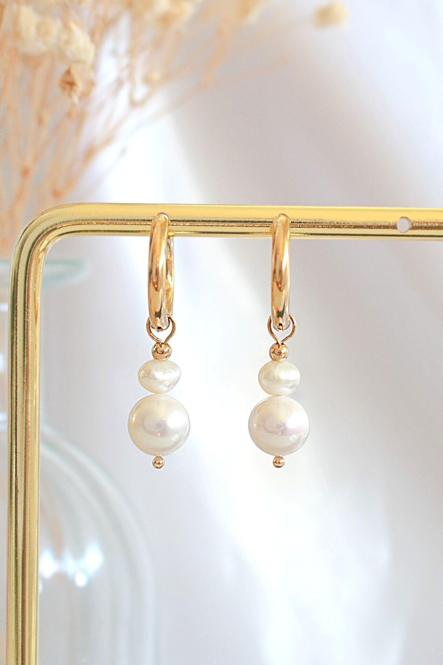 Pearl Hoops, 24-Karat Gold plated