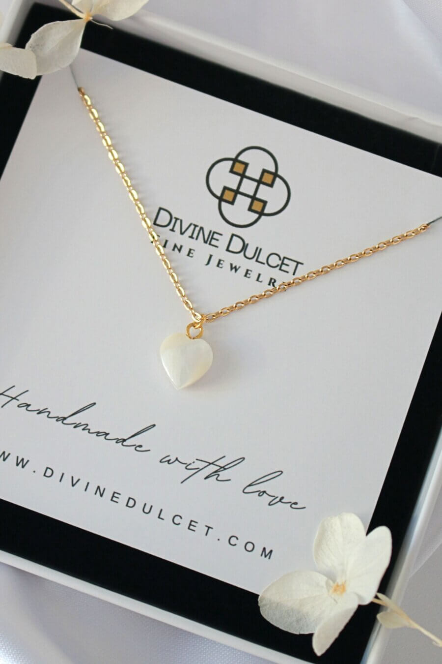 Heart Shaped Necklace with Natural Seashell, 24-Karat Gold plated