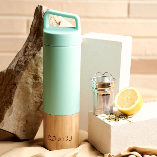 Bamboo and Stainless Steel Thermos Bottle (530ml)