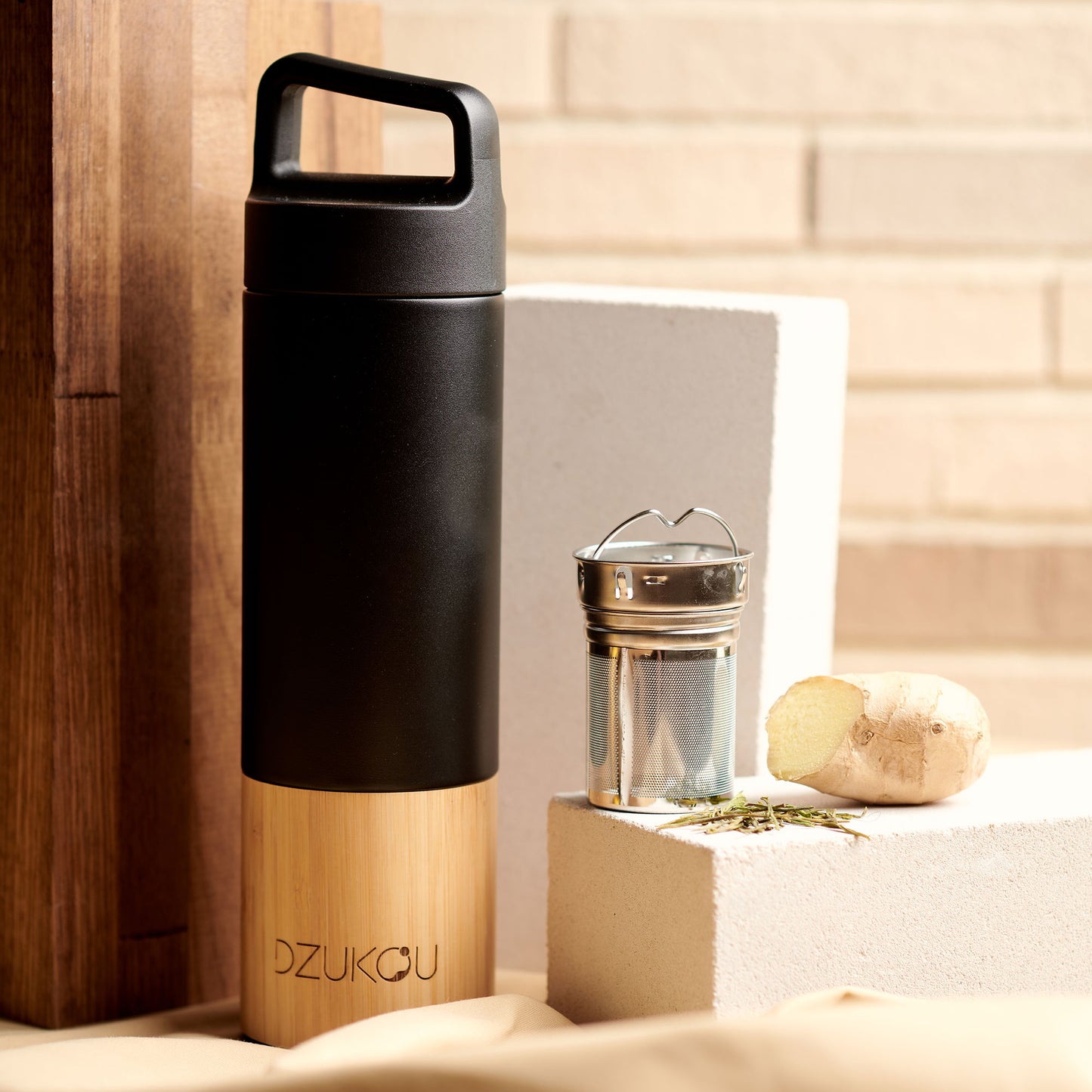 Bamboo Thermos Bottle and Coffee Mug Bundle